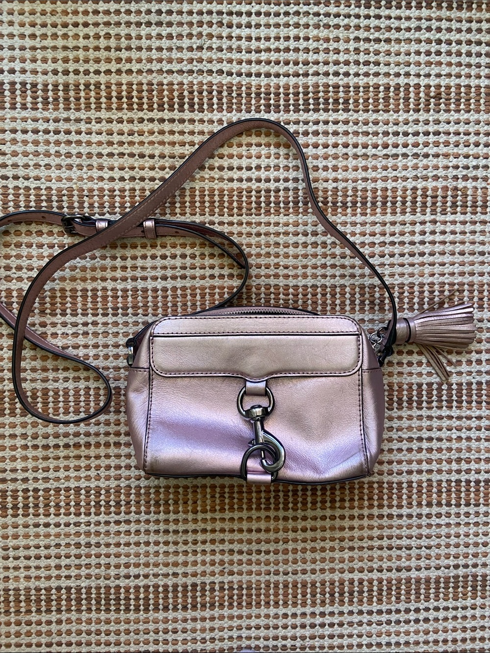 Rebecca Minkoff Metallic Pink Leather Crossbody with Tassel